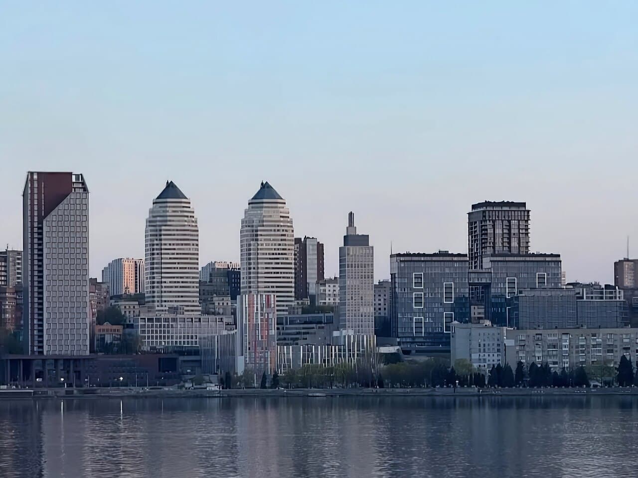 Dnipro skyline beside the river